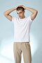 Men's Casual Straight White Stretchable T-Shirt - 4
