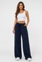 Women's Navy Blue Wide-Leg Sweatpants Comfortable Fit Casual Sports Trousers