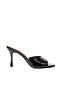 Zri̇n-716 Black Patent Leather Pointed Toe Heeled Slippers 9 cm - 2
