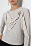 Women's Sandy Brooch Detailed Draped Blouse - 2