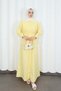 Hidden Button Belted Terry Cotton Dress Hnt0316 Yellow - 3