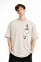 Panda - Printed Oversize T-Shirt Beige - 3