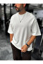 White Two-Thread Basic Oversize T-Shirt Es-71-149 - 2