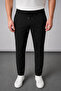 Men's Black Relaxed Fit Elastic Waist Lace-Up Jogger Fabric Trousers - 4