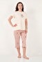 Patterned Cotton Crew Neck Capri Pajama Set Pajama Set 65790787 - 3