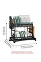 2 Tier Foldable Dish Drying Rack with Utensil Holder & Cutting Board Holder & Drainboard Tray - 6