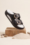 Evaclip Comfort Women's Double Buckle Thick Sole Women's Black and White Slippers - Double Layer Lightweight and O - 5