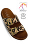 Double Buckle Women's Slippers - Comfortable and Flexible Sole with Adjustable Straps Women's Slippers Leopard Yellow - 2