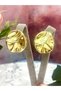 Gold Color Women's Crushed Plate Earrings - Wavy Design (2.5X2.5Cm) - 5