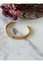 Natural Stone Look Adjustable Steel Cuff Bracelet - 3