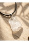 Raw Cut Crystal Quartz Natural Stone Leather Cord Necklace - 2