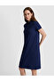 Navy Blue Polo Collar A-Line Knitted Dress 50326877-Vr033 - 4