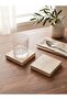 Natural Travertine Thick Marble Square Coasters and Serving Trays (10X10 cm) - Set of 2 - Non-Scratch Base Coasters - 4