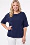 Women's Navy Blue Large Size Oversize Padded Chiffon Blouse Hzl26S-Zss111201