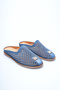 Women's Genuine Leather Perforated Daily Comfortable Slippers - Blue Suede - 4