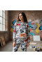 Women's Clothing Long Sleeve Hooded Patterned 2-Piece Set Bb2666 - 3