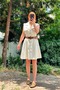 Front Buttoned Belted Denim Dress Ecru - 4