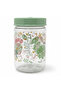 Glass Storage Jar with Mint Green Lid | Floral Print Kitchen Canister | 640 ml