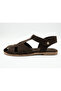 Women's Brown Suede Cage Soft Sole Sandals with Buckle Detail - 2