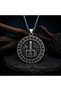Stainless Steel Antique Silver Color Rune Letter Detailed Thor's Hammer Mjolnir Viking Necklace