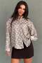Beige Polka Dot Satin Women's Shirt Mg2869