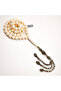 White Coral Rosary 66 Beads 8mm Cream Prayer Beads 61g Antique Silver Chain Tassel - 3