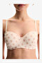 Women Lotus Mesh Cream/Pink Strapless Wired Bra - 3