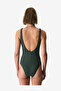 Women Neck Opening Green Swimsuit - 2