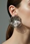Silver Color Big Flower Earrings (6.5 cm)
