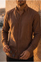 Heritage 100% Cotton Natural Textured Flared Men's Shirt - Brown - 2