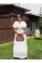 White Imported Dress with Tassels and Scalloped Edges - 2