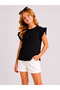 Girl's 4-12 Years Old Stone Detailed Shoulder Flounce Laced Ribbed Fabric Girl's Summer Blouse - 2