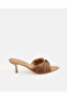 Women Brown Lace Pointed Toe Heel Sandals