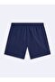 Elastic Waist Navy Blue Swim Shorts - 2