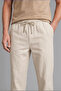 Linen Blend Elastic Lace-Up Waist Regular Fit Beige Trousers H8853Ax26Sm - 5