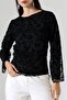 Women's Flocked Tulle Lined Draped Blouse - 5