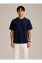 2-Pack Unisex White-Navy Blue Oversize T-Shirt Set - Crew Neck Basic T-Shirt - 5