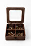 Dark Brown 4-Compartment Storage Box with Rattan Lid 23X10 cm - Bohemian, Basket, Organizer, Scandinavian, m - 2