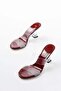 S-618 Burgundy Patent Leather Single Strap Heeled Women's Slippers - 3