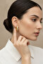Yellow Color Stone Detailed Patterned Hoop Earrings Women's Stylish and Elegant Daily Use Bijouterie - 3