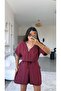 Burgundy V-Accessories Tencel Fabric Jumpsuit