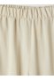 Özmarka New Season Beige Elastic Waist Linen Blend Women's Capri - 6