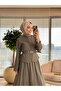 7520 طقم تنورة بحزام وسحاب أمامي كاكي