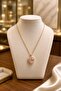 Gold Color Luxurious Zircon Stone Figured Showy Necklace - 2