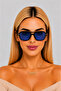 Colorful Glass Uv Protected Women's Sunglasses Blue - 3