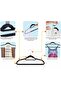 Velvet Clothes Hangers,360 Degree Rotatable Hook, Black 43 cm, Set of 50 - 2