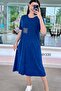 Sleeves with Mesh Detail Washed Cotton Fabric Dress 6Y335