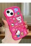 iPhone 15 Plus Compatible Case with Camera Protector Red Silicone Couple Phone Case Kitty Pattern