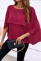 Women's Short Sleeve Round Neck Wide Cut Bat Sleeve Sandy Blouse - 2