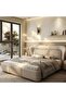 Aurelian Wing Bed - Sculptural Fluted Headboard with Brushed Gold Inlays - 2